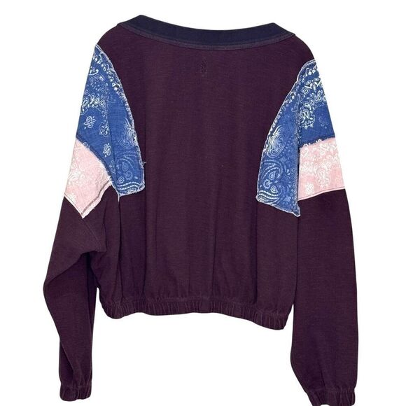 Free People Movement Top Size XS Maroon Explorer Patchwork - Picture 6 of 9